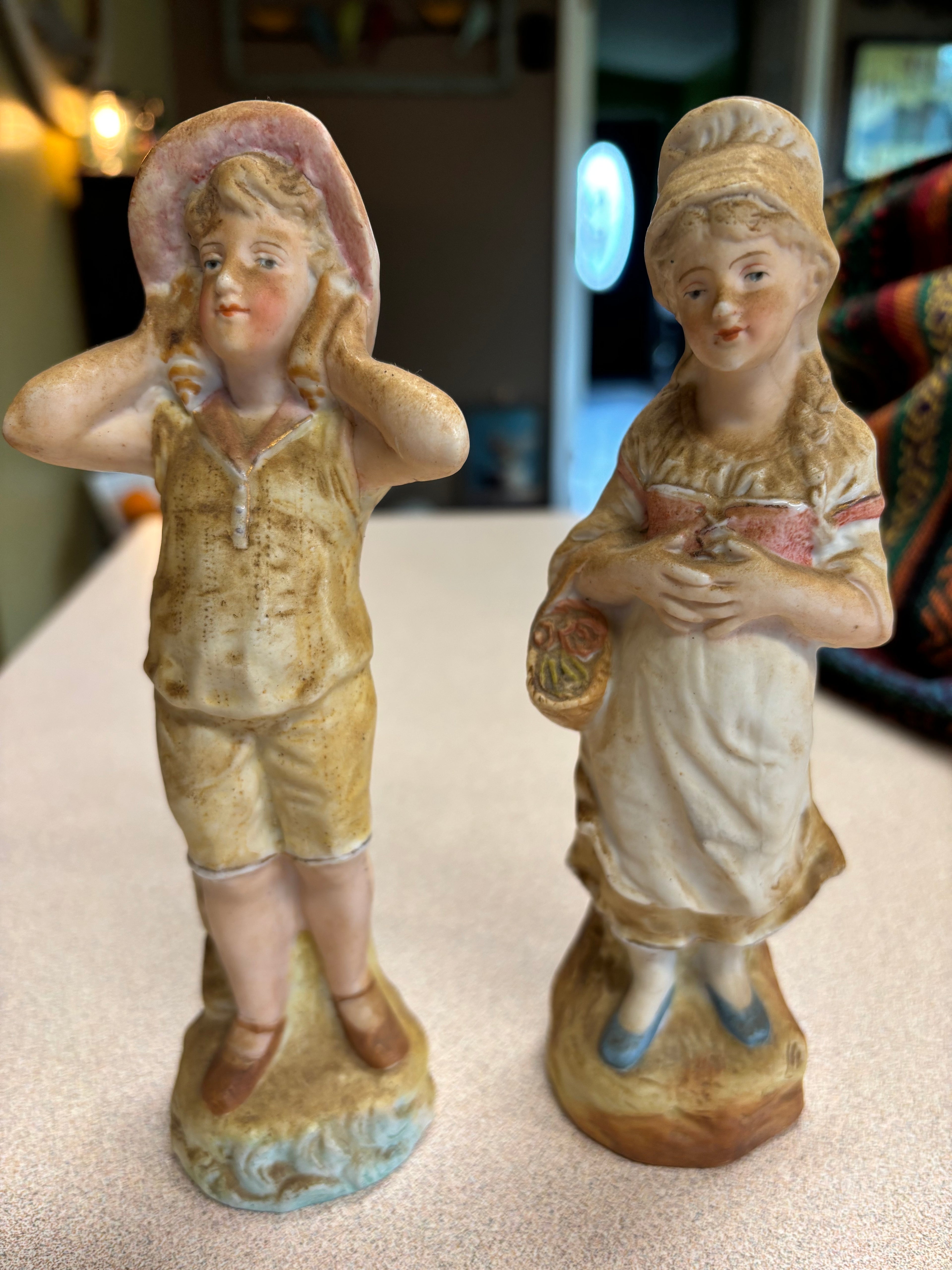 Pair of Antique Bisque Figurines