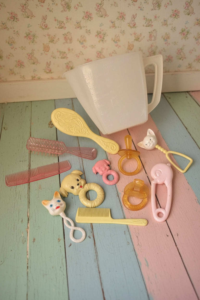 Vintage Baby Toys and Measuring Cup