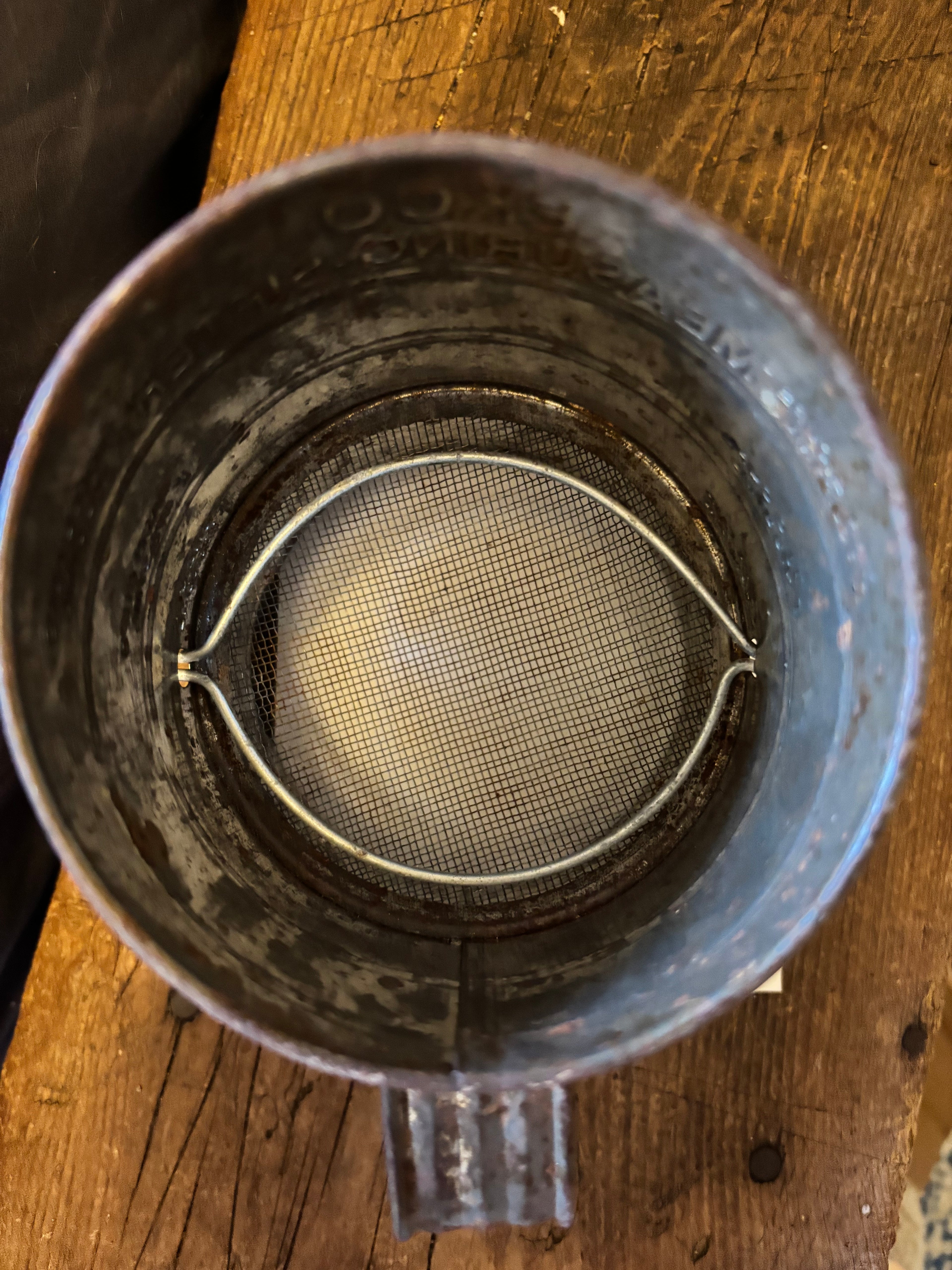 Vintage Ekco 3 cup Measuring Sifter with Wood Knob